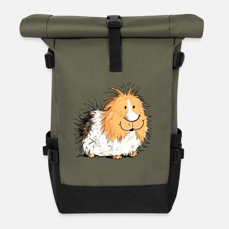 Knuddeliges Meerschweinchen I Meerwutzchen Comic - Rolltop Rucksack - Olive/Schwarz