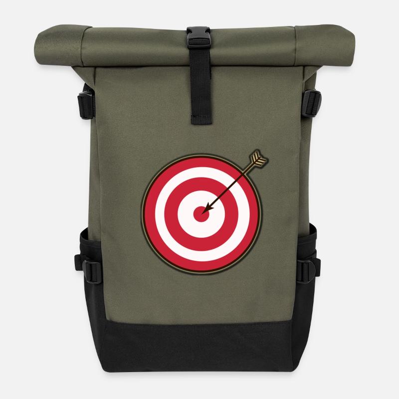 Target Arrow Hit - Roll Top Backpack - olive/black