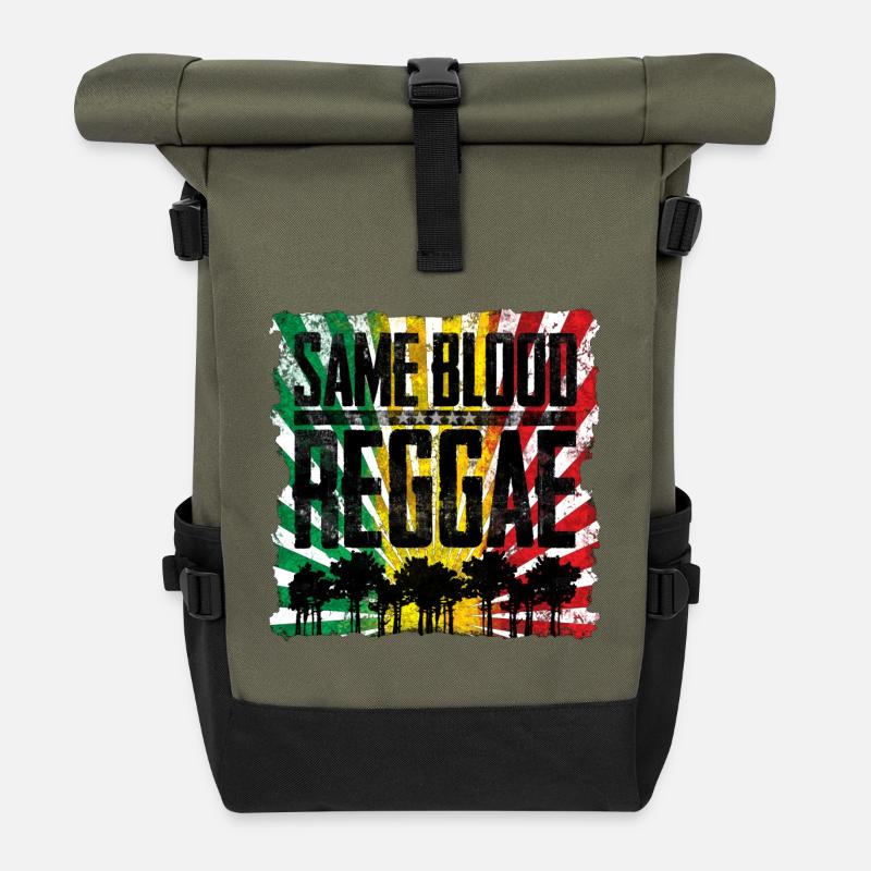 Same Blood, Different Roots Design - Rolltop Rucksack - Olive/Schwarz