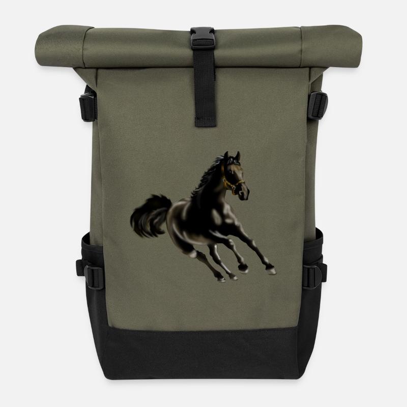 Pferd - Rolltop Rucksack - Olive/Schwarz
