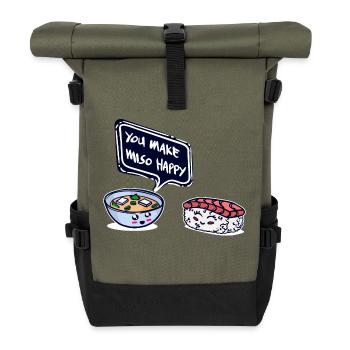 Sushi miso soup favorite food meal meal - Roll Top Backpack - olive/black - Front