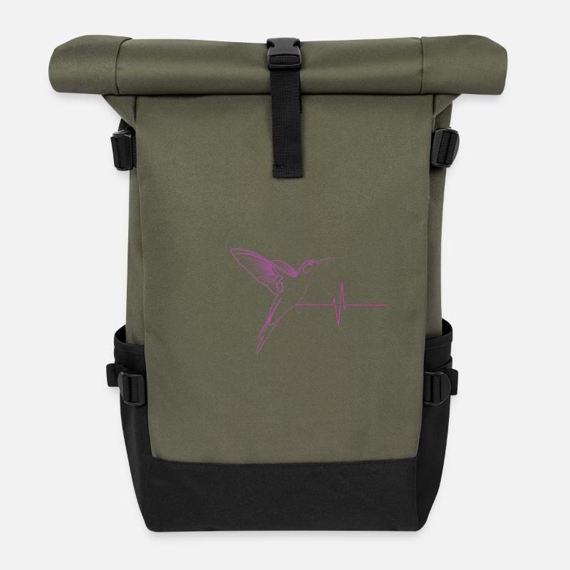 Kolibri Effect Herzschlag - Rolltop Rucksack - Olive/Schwarz