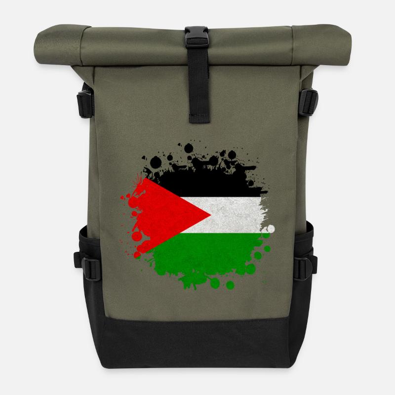 Palästina Klecks / Flagge Geschenk Islamabad - Rolltop Rucksack - Olive/Schwarz