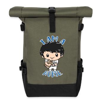 male nurse - Roll Top Backpack - olive/black - Front