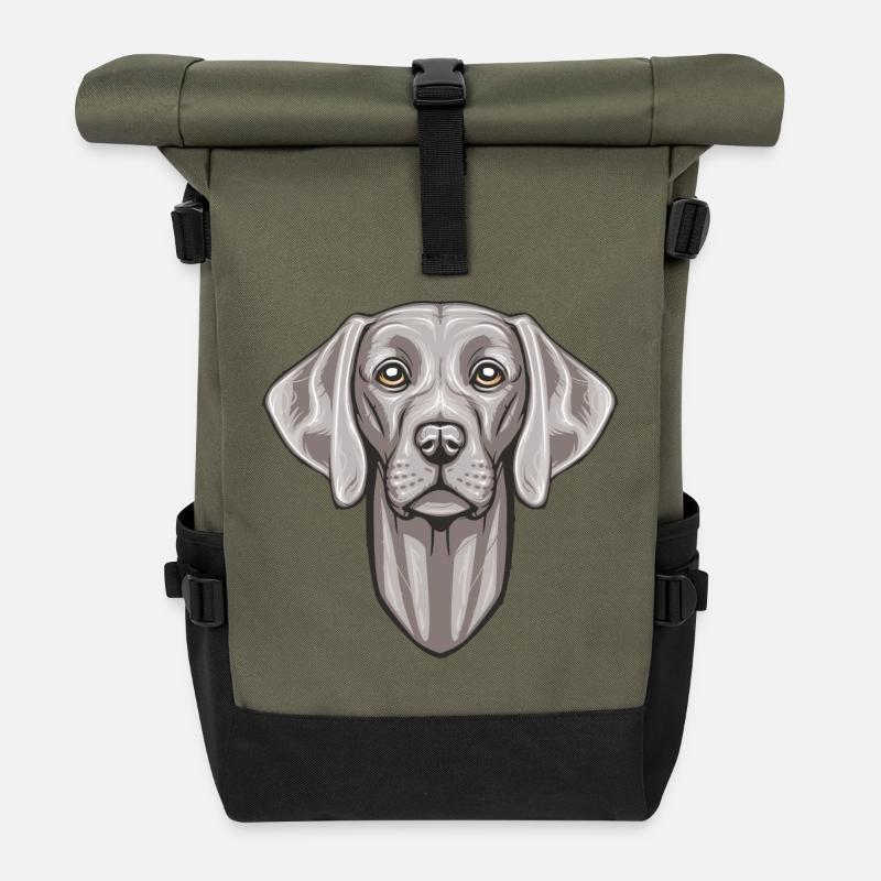 Weimaraner - Rolltop Rucksack - Olive/Schwarz