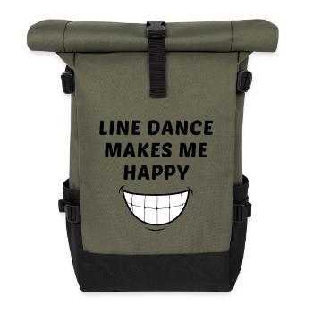 Devise linedancer : Line dance makes me happy - Sac à dos roll top - olive/noir - Devant