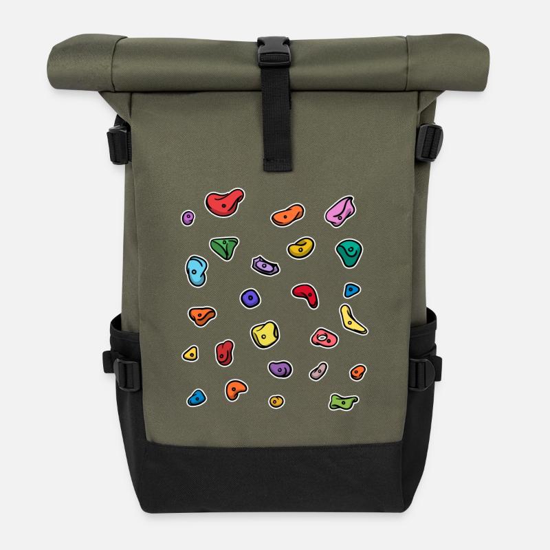 Klettern Kletterwand Boulder Freiklettern - Rolltop Rucksack - Olive/Schwarz