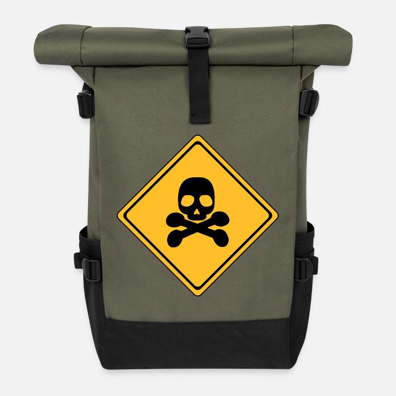 Danger, danger sign * - Roll Top Backpack - olive/black