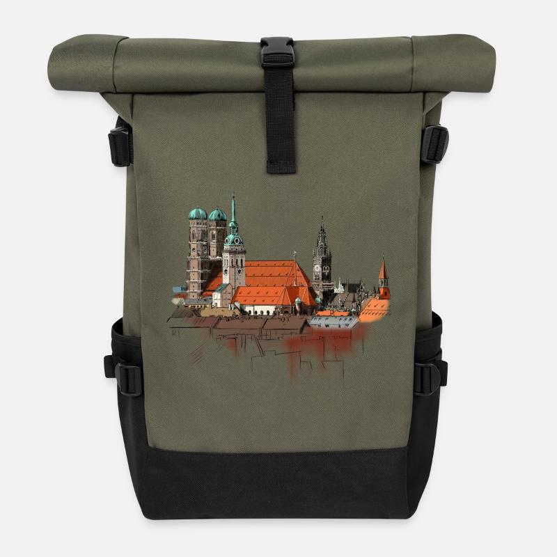 München - Rolltop Rucksack - Olive/Schwarz