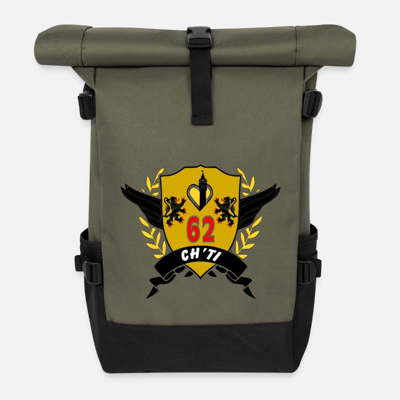 blason ch'ti - Sac à dos roll top - olive/noir