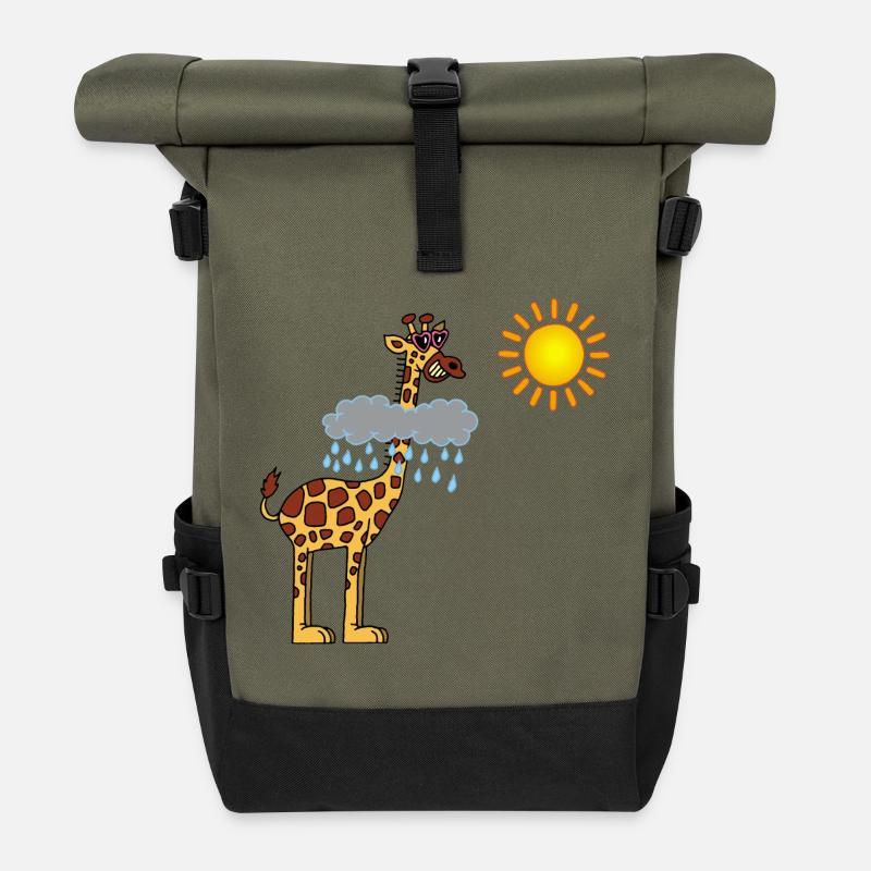 Giraffe und Sonne - Rolltop Rucksack - Olive/Schwarz