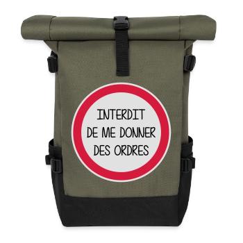 Interdit de me donner des ordres - Enfant - Bébé - Sac à dos roll top - olive/noir - Devant