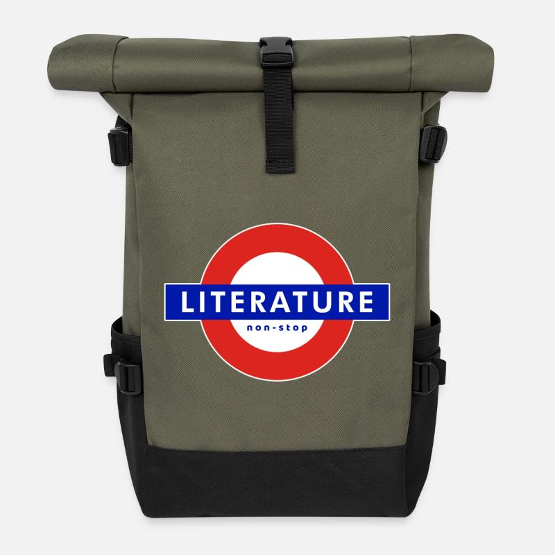 literature - non stop reading - Rolltop Rucksack - Olive/Schwarz