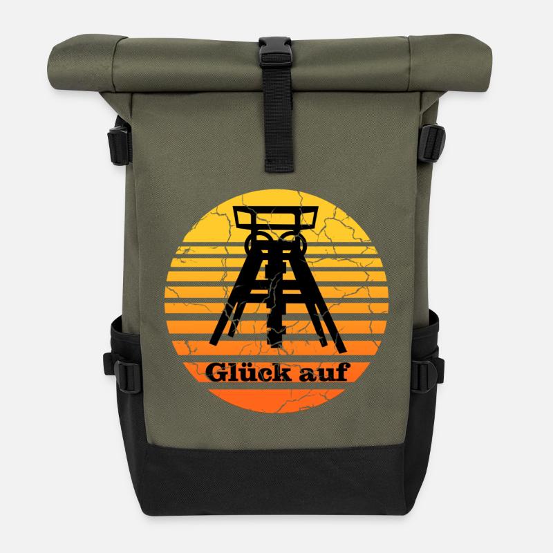 Zeche Ruhrgebiet - Rolltop Rucksack - Olive/Schwarz