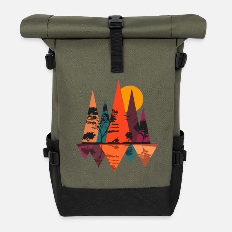 Natur im Herbst - Rolltop Rucksack - Olive/Schwarz