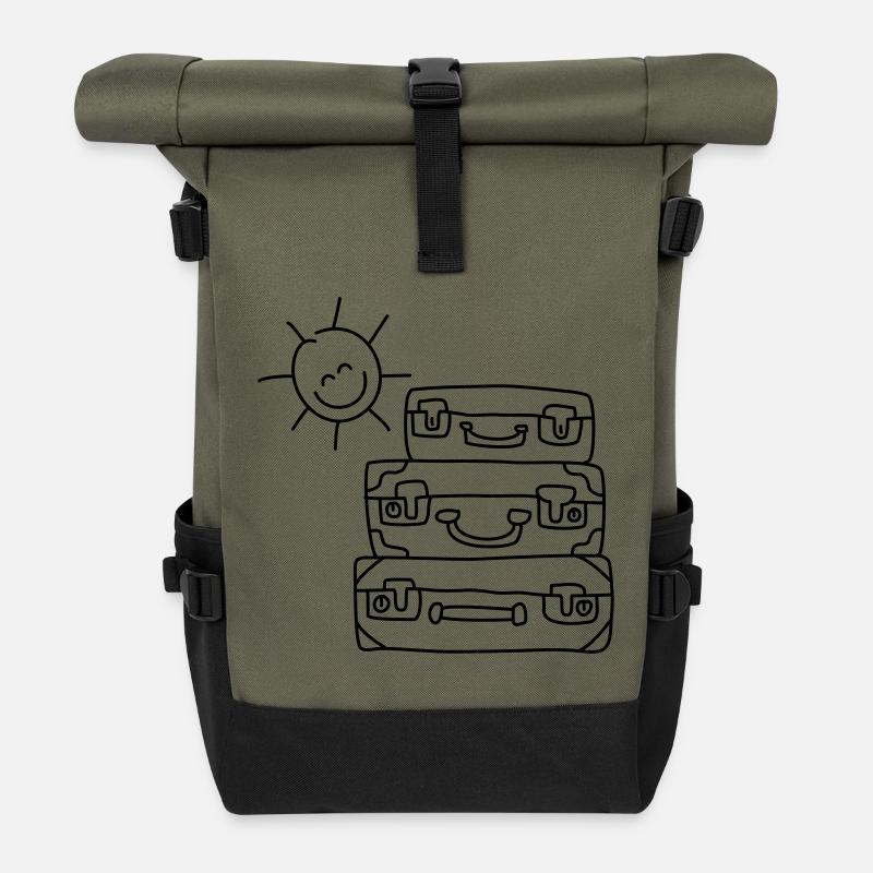 koffer sonne urlaub - Rolltop Rucksack - Olive/Schwarz