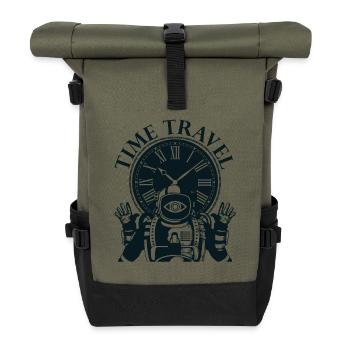 Zeitreise Zeitmaschine Zukunft Futurisische Stadt - Rolltop Rucksack - Olive/Schwarz - Vorne