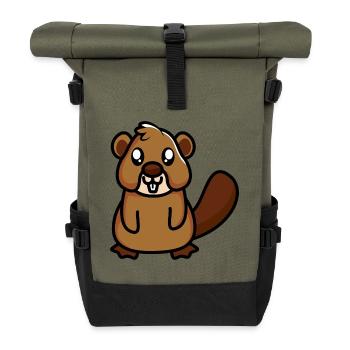 Castor - Sac à dos roll top - olive/noir - Devant