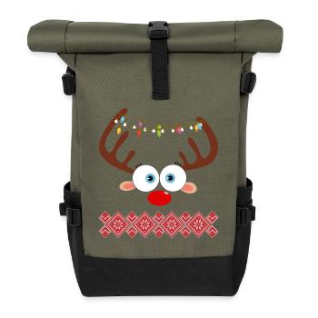 Rentier Weihnachten hässlich - Rolltop Rucksack - Olive/Schwarz - Vorne
