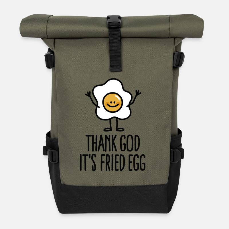Thank god it's fried egg - Roll Top Backpack - olive/black