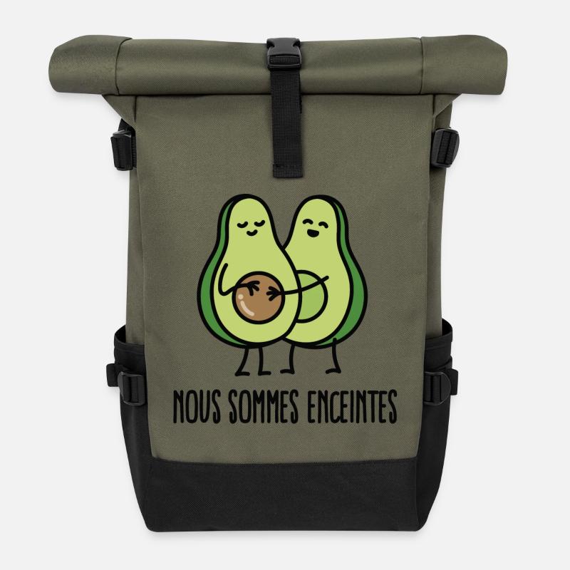 Nous sommes enceintes (avocat) - Sac à dos roll top - olive/noir