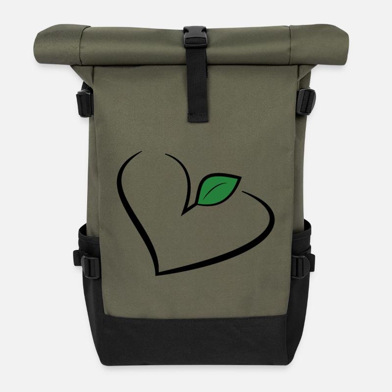 Vegan Veganer Veggie - Rolltop Rucksack - Olive/Schwarz