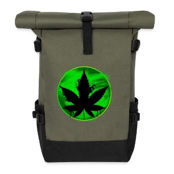 feuille de cannabis - Sac à dos roll top - olive/noir - Devant