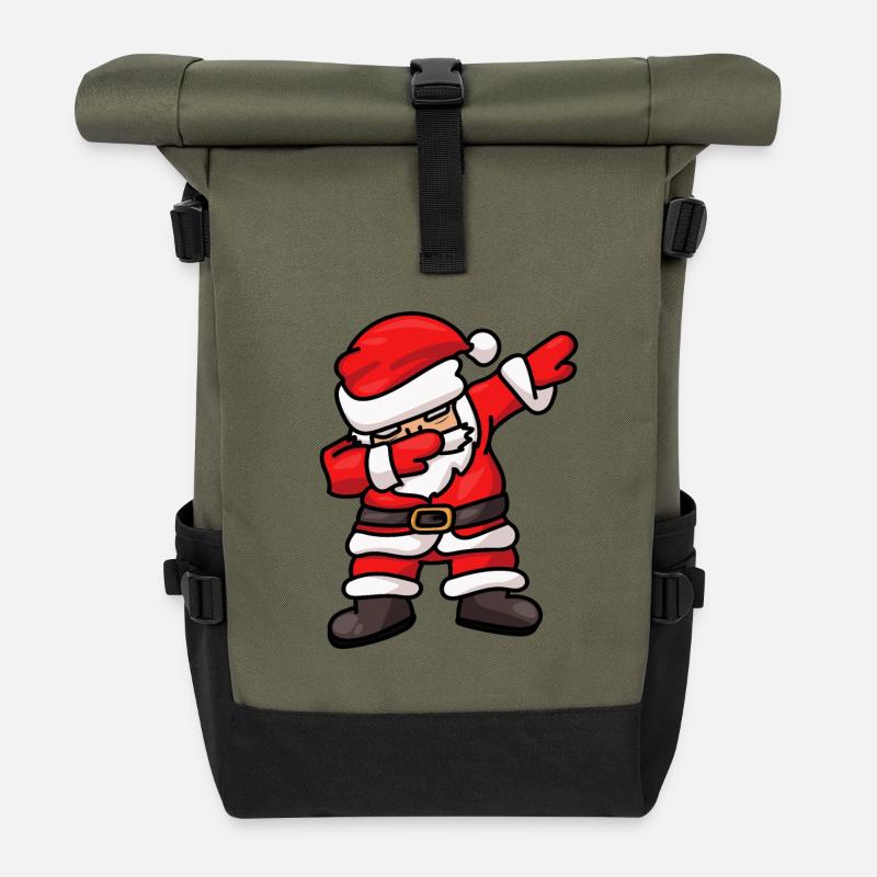Dabbing Santa Weihnachtsmann Dab Dance - Rolltop Rucksack - Olive/Schwarz