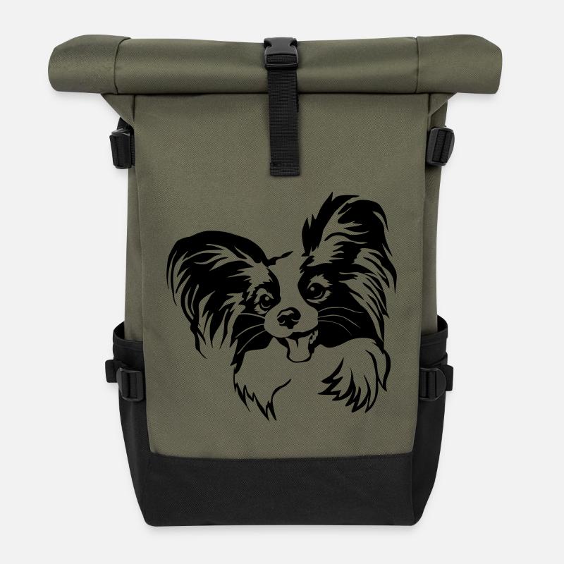 Papillon Kopf - Rolltop Rucksack - Olive/Schwarz
