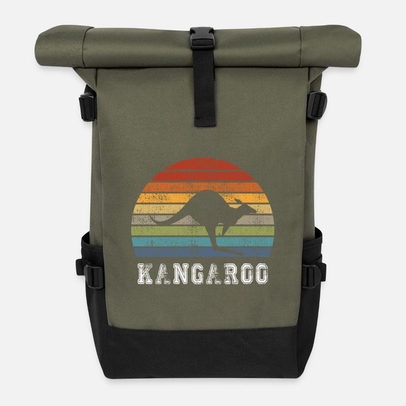 Känguru Vintage Design / Geschenk - Rolltop Rucksack - Olive/Schwarz