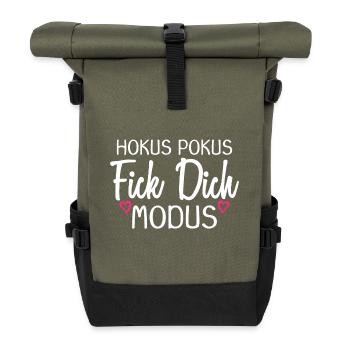 Hokus Pokus Fick dich Modus - Rolltop Rucksack - Olive/Schwarz - Vorne