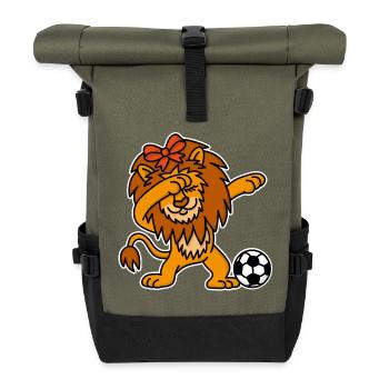 Dab Dabbing Löwin Frauenfußball Niederlande - Rolltop Rucksack - Olive/Schwarz - Vorne