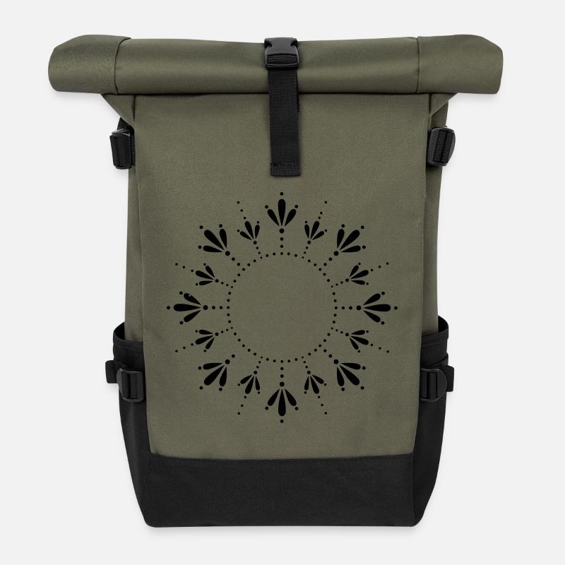 Sonne Sommer Sonnenblume - Rolltop Rucksack - Olive/Schwarz