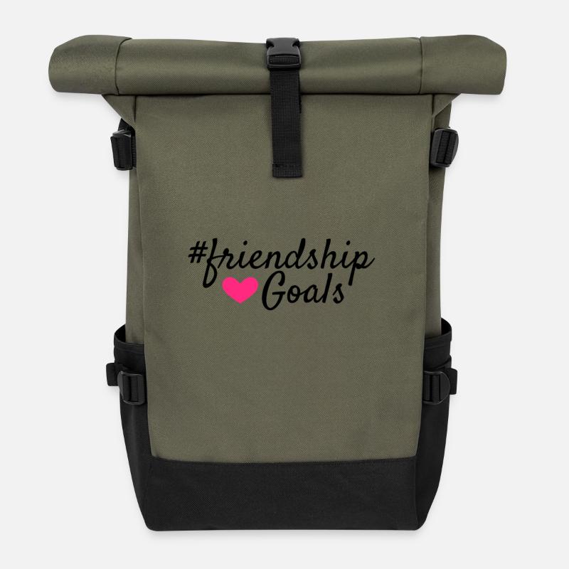 Friendship goals - Rolltop Rucksack - Olive/Schwarz