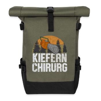Holzfäller Motorsäge Geschenk Lustig Geschenk - Rolltop Rucksack - Olive/Schwarz - Vorne