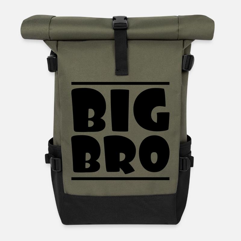 BIG BRO - Roll Top Backpack - olive/black