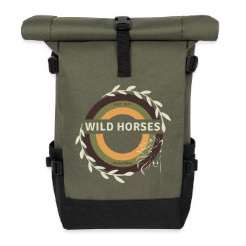 Wild Horses - Roll Top Backpack - olive/black - Front
