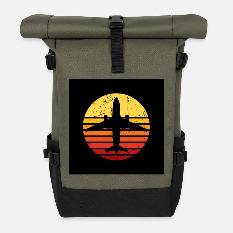 Flugzeug Gesichtsmaske - Rolltop Rucksack - Olive/Schwarz