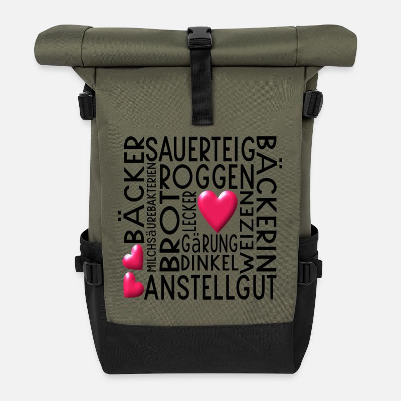 HOBBYBÄCKERIN SAUERTEIG FÜTTERN BROT BACKEN TEIG - Rolltop Rucksack - Olive/Schwarz