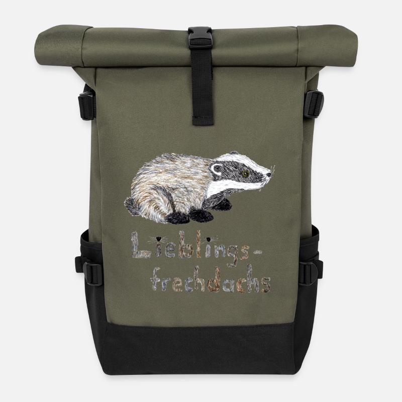 Lieblingsfrechdachs - Süßer Dachs Aquarell - Rolltop Rucksack - Olive/Schwarz