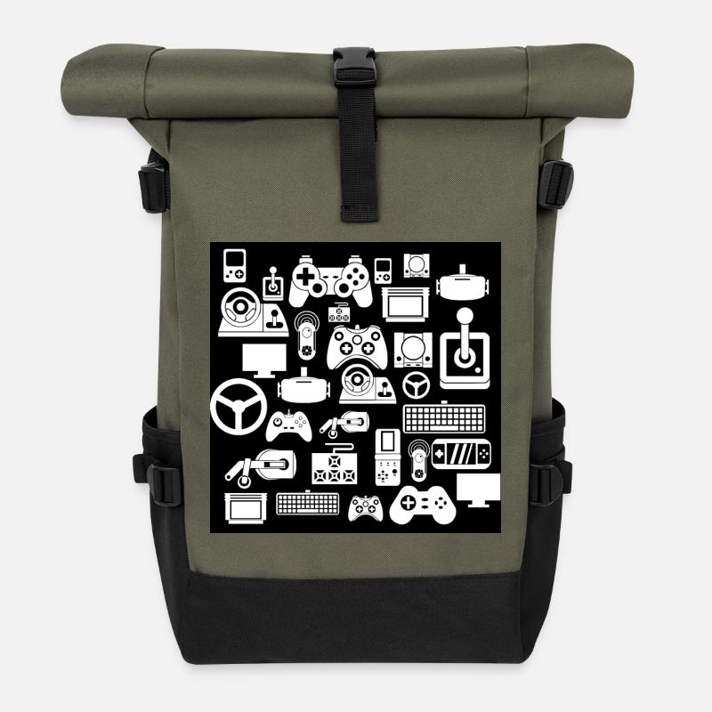 Gaming Muster - Rolltop Rucksack - Olive/Schwarz
