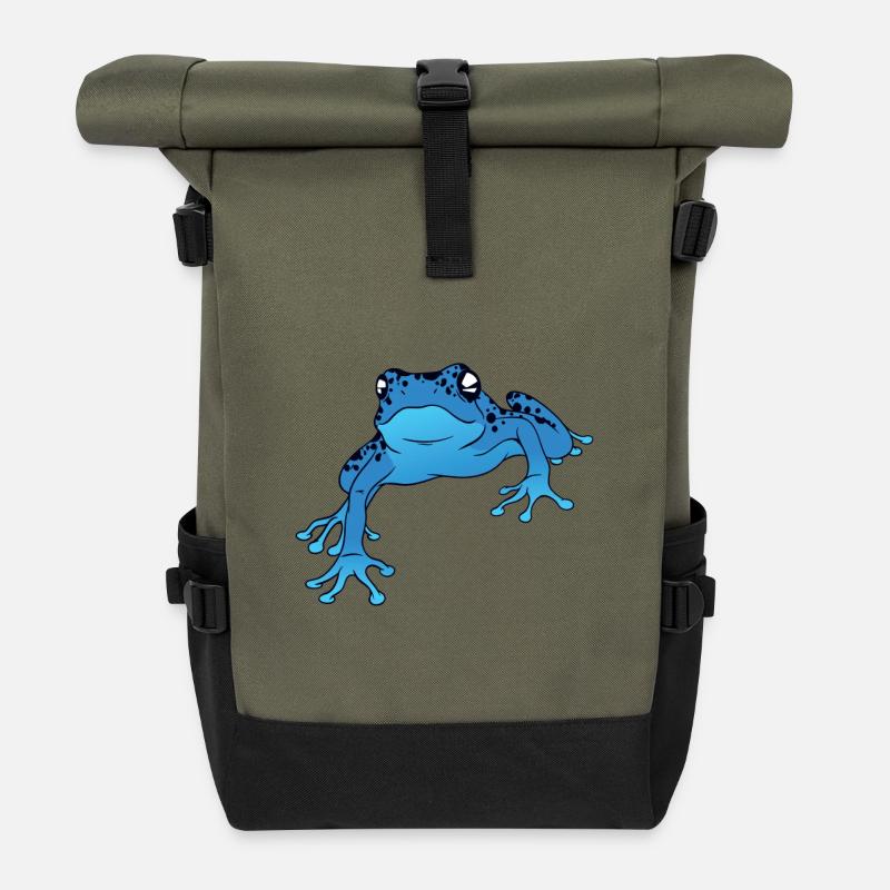 Pfeilgiftfrosch Design / Geschenk - Rolltop Rucksack - Olive/Schwarz