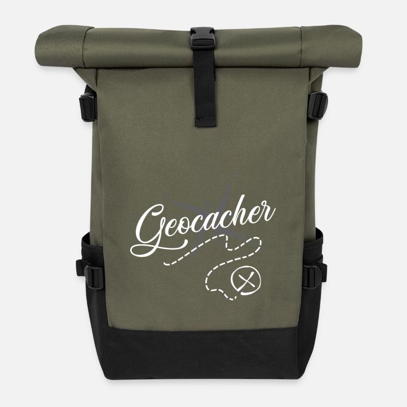 Géocaching - Sac à dos roll top - olive/noir