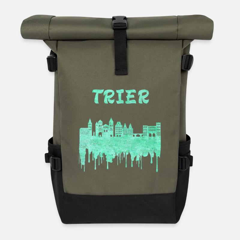 Trier Syline Design / Geschenkidee - Rolltop Rucksack - Olive/Schwarz