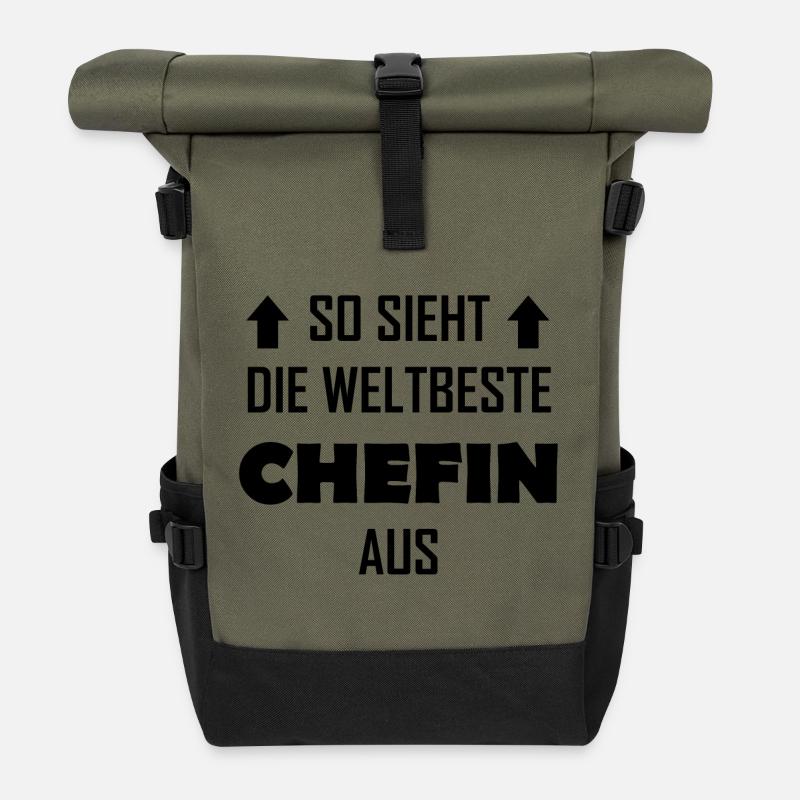 So sieht die weltbeste Chefin aus - Rolltop Rucksack - Olive/Schwarz