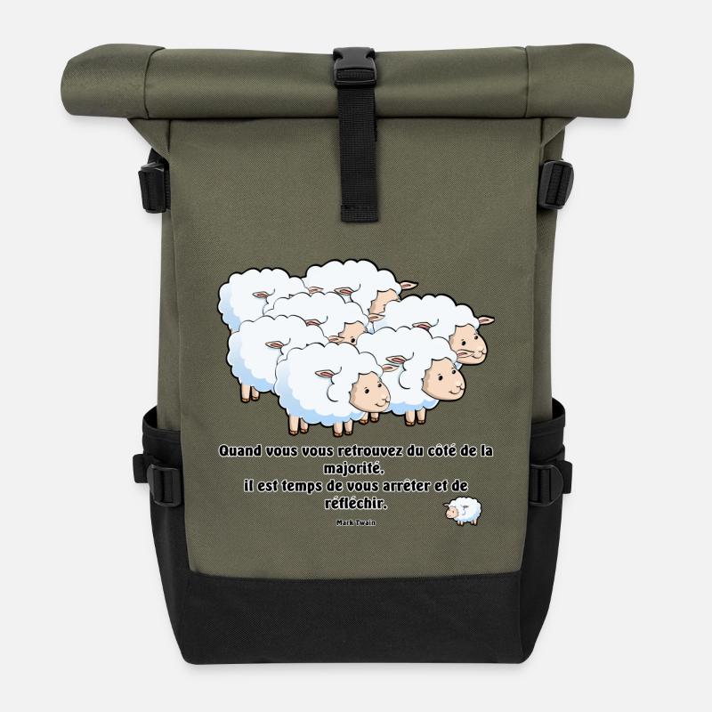 Les moutons de la majorité... - Sac à dos roll top - olive/noir