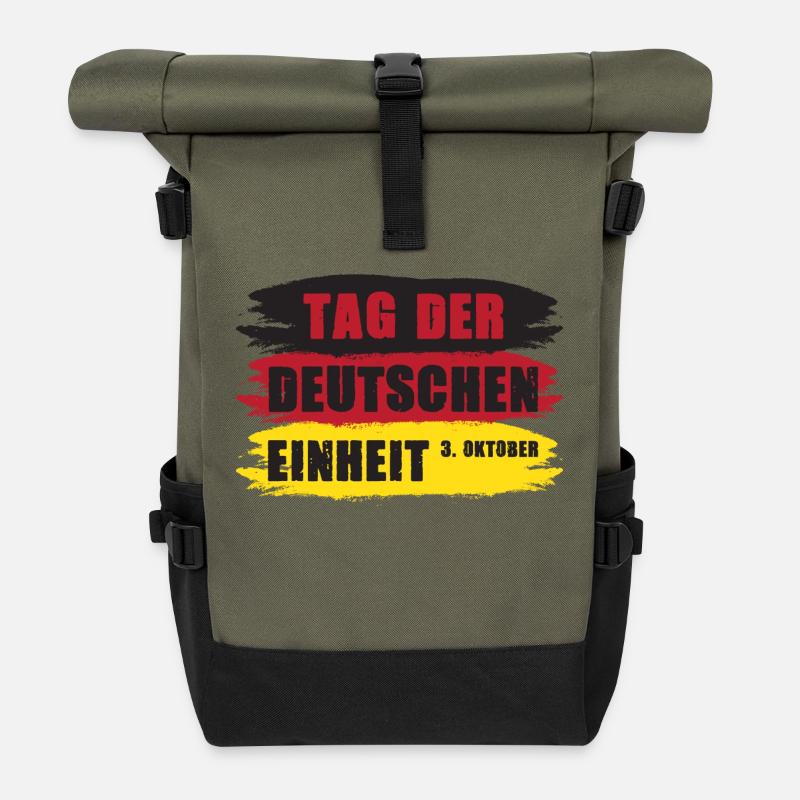 Tag der deutschen Einheit 1990 Deutsche Einheit - Rolltop Rucksack - Olive/Schwarz