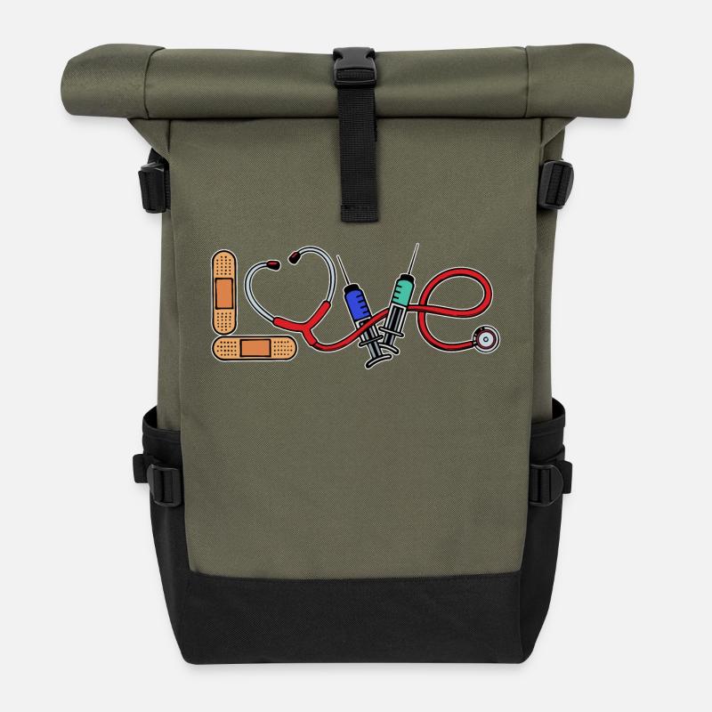Aide soignante - Sac à dos roll top - olive/noir