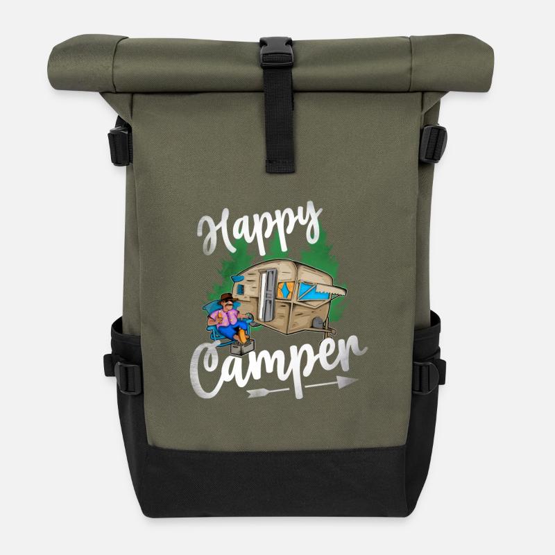 Happy Camper - Rolltop Rucksack - Olive/Schwarz