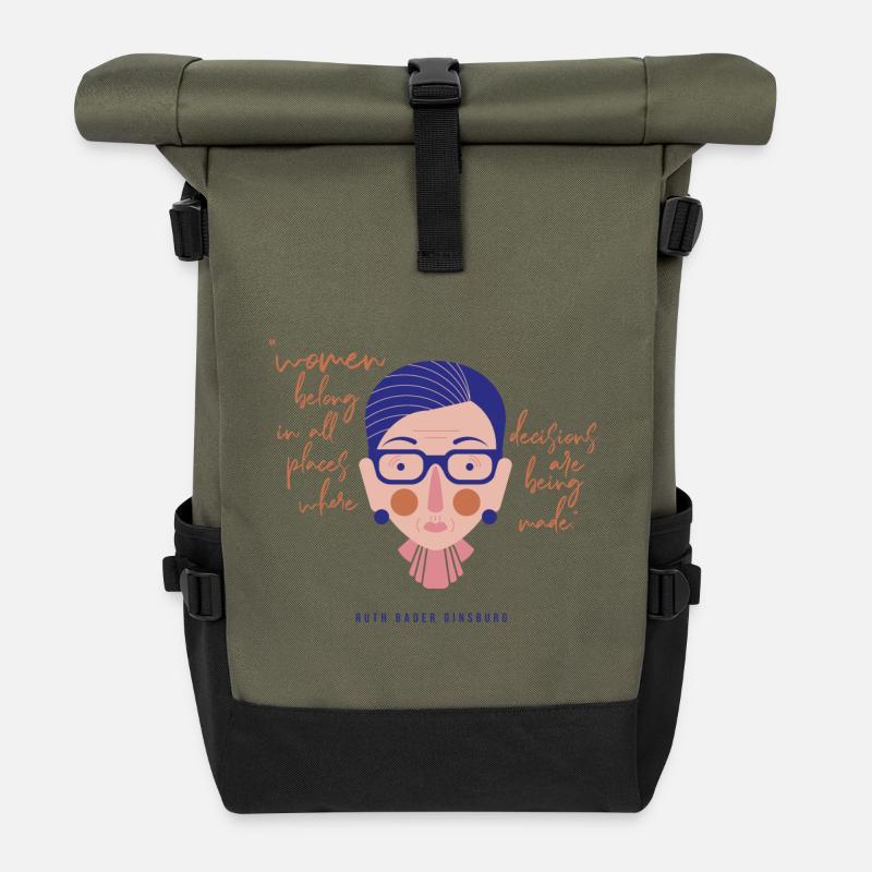 Ruth Bader Ginsburg - Rolltop Rucksack - Olive/Schwarz